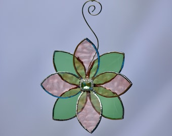 Stained Glass Flower Suncatcher for Window Hanging or Patio Decor, Flower Lover's Gift, Patio Decor, Gift for Her, Grandma Mother's Day Gift