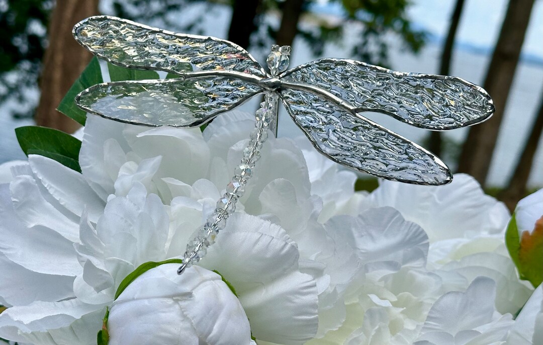 Stained Glass Dragonfly Garden Stake Dragonfly Garden Art for Etsy