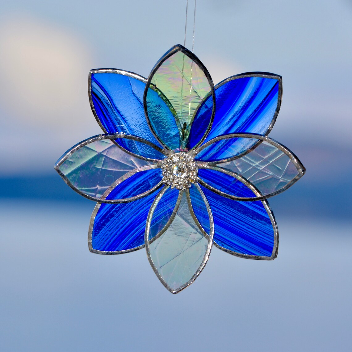 Stained Glass Suncatcher 3D Flower for Patio Window or Garden Etsy
