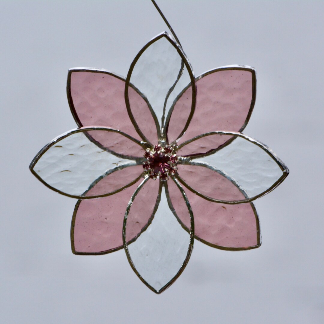 Stained Glass Flower Suncatcher, Flower Window Hanging for Home Decore
