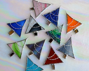 Christmas Tree Ornaments, Christmas Decorations, Christmas Ornament 10 Christmas Trees, Stained Glass Tree Decoration Holiday Decor Handmade