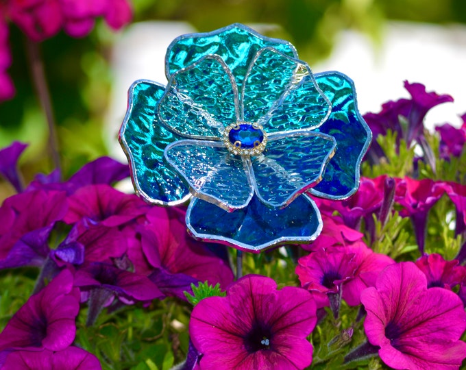 Stained Glass Garden Stake Yard Art for Home Decore or Mothers Day Gift