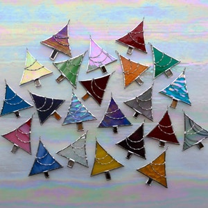 Christmas Tree Ornaments, Christmas Decorations, Christmas Ornament 10 Christmas Trees, Stained Glass Tree Decoration Holiday Decor Handmade