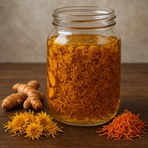 Turmeric Calendula Carrot Infused Oil, Natural Herbal Beauty Face Body Care Oil, Herbal Skincare Oil for Glowing Skin, DIY Formulation,