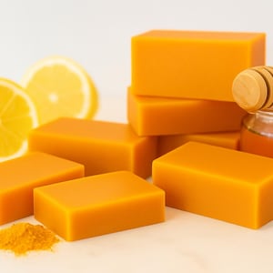 Turmeric Ginger and Lemon Soap for Face and Body – Handmade Natural Soap Bar | Nourishing Herbal Skincare with Shea, Cocoa and Mango Butter