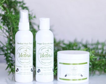 Hair Regrowth Oil Product Kit, Natural Hair Conditioner Bundle, Mega Growth Hair Oil, Herbal Hair Spray, Hair Butter Moisturizer