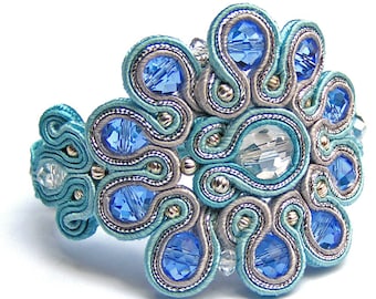 Bracelet soutache saphir iris Bracelet saphir cristal Bracelet bohème Bracelet de mariage Bracelet de mariée Cadeau pour femme bijoux soutache