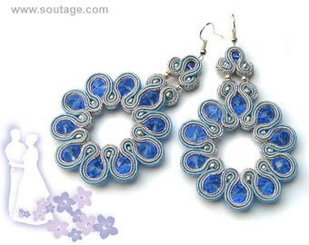 Sapphire Iris Soutache earrings Blue Boho earrings Bridal earrings Wedding earrings Statement earrings Soutache jewelry Gift for woman