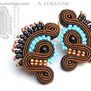Azteca mini Soutache earrings Boho earrings Ethno earrings Small earrings  Gift for woman Stud earrings Soutache jewelry