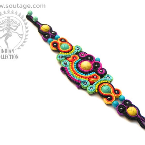 Mandalay Soutache bracelet Colorful boho bracelet Turquoise bracelet Multicolor Hippie jewelry Hindu bracelet Soutache jewelry Gift for her