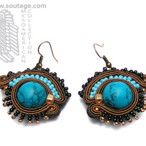 Eye  of Azteca Soutache earrings Boho earrings Ethno earrings Turquoise earrings Soutache jewelry Turquoise jewelry Gift for woman