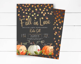Falling In Love Bridal Shower Invitation Rustic Pumpkins Etsy