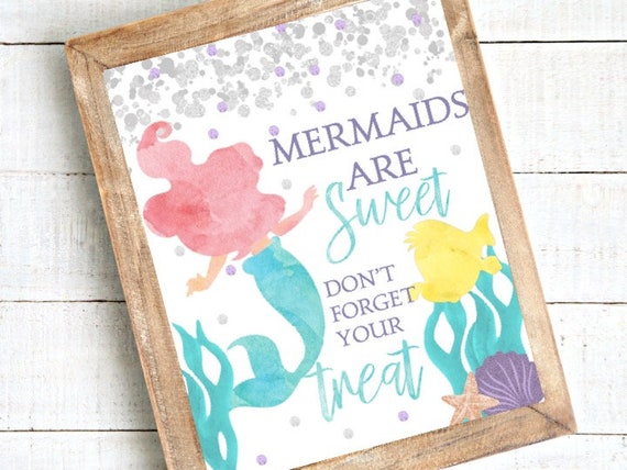 Downloadable Little Mermaid Favor Table Sign Ariel Birthday Etsy
