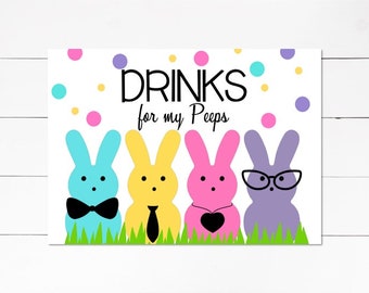 Printable Easter Party Sign, Easter Egg Hunt Sign, Bunny Sigh, Easter Egg Hunt Party Signs, Drink Station Sign, Easter Brunch Sign, Easter