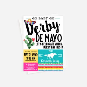 Invitación Corjl Derby Day de Mayo, Invitación al Derby de Kentucky, Invitación al Cinco de Mayo, Fiesta Derby, Fiesta del Cinco de Mayo, DESCARGA INSTANTÁNEA