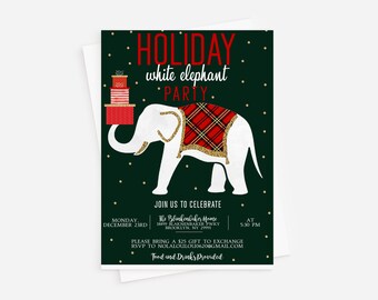Corjl White Elephant Party Invitation, Secret Santa Christmas Party, Holiday Party Invitation, Cookie Exchange Party, Gift Exchange Party
