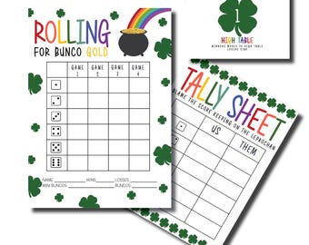 March Bunco, St. Patrick&#39;s Day Bunco, Printable Bunco Game, Bunco Score Sheet, Printable Bunco Card, Score Card, Tally Sheets, Table Numbers