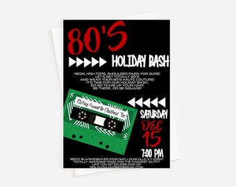 Holiday Party Invitation, 80s Theme Invitation, Ugly Sweater Invitation, 80s Christmas Party,  Christmas Party Invitation, INSTANT DOWNLOAD