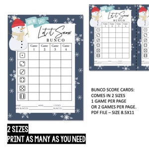 Winter Bunco, New Year Bunco, Printable Bunco Game, Bunco Score Sheets ...