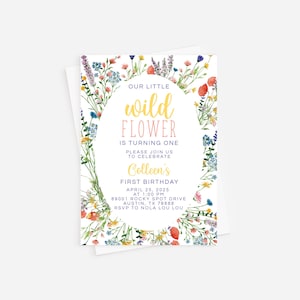 Corjl Wild One Birthday, Girl First Birthday, Wildflower Theme Birthday, Boho Floral Invitation, 1st Birthday Invitation, INSTANT DOWNLOAD