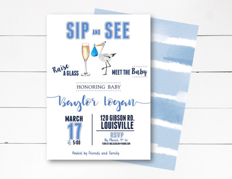 Sip And See Invitation Sip And See Boy Invitation Baby Etsy