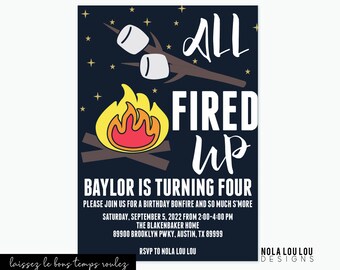 S More Birthday Party Smore Invitation Bonfire Etsy 日本