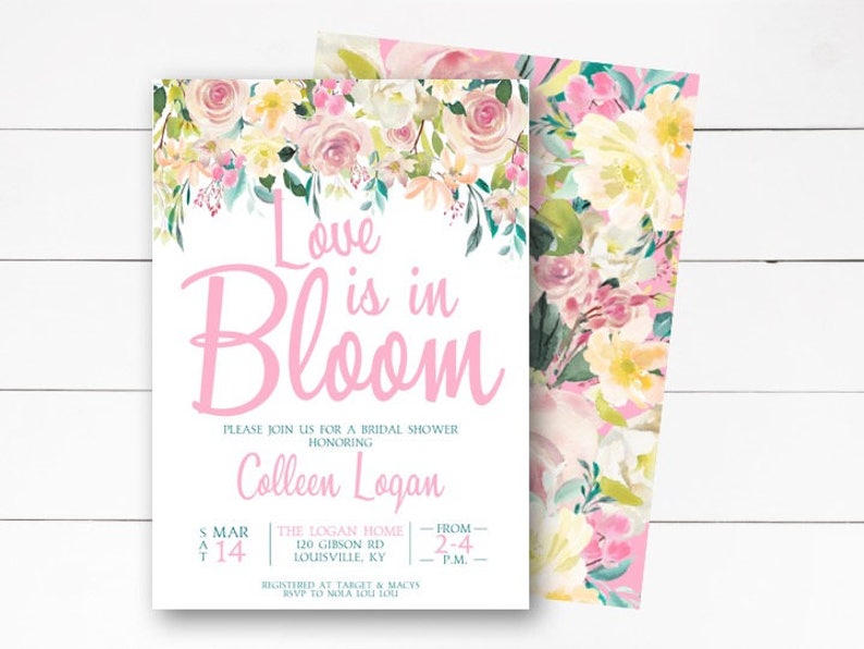 Spring Wedding Shower Floral Bridal Shower Invitation Garden Etsy
