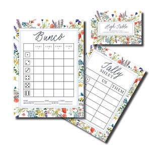 Bunco floral, Bunco printanier, Bunco imprimable, Feuille de pointage Bunco, Cartes Bunco imprimables, Carte de pointage, Feuille de pointage, Numéros de table