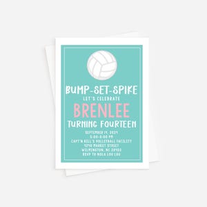 Volleyball Invitation, Volleyball Theme Birthday Invitation, Girl Birthday Invitation, Beach Volleyball Birthday Party, Sport Theme Birthday