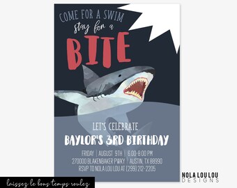 Shark Birthday Invitation | Shark Week Invitation | Under the Sea Invitation | Shark Theme Birthday | Video Invitation | Modern Boy Invite