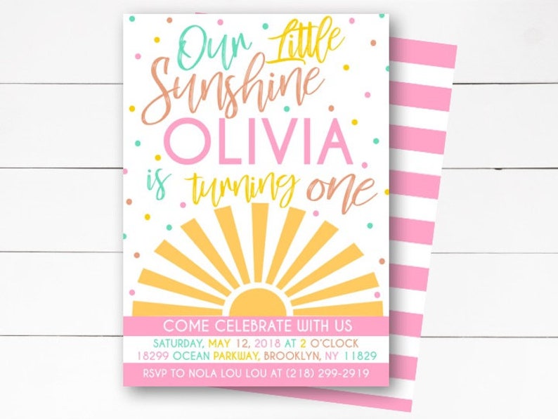 You Are My Sunshine Invitation Our Little Sunshine Birthday Etsy