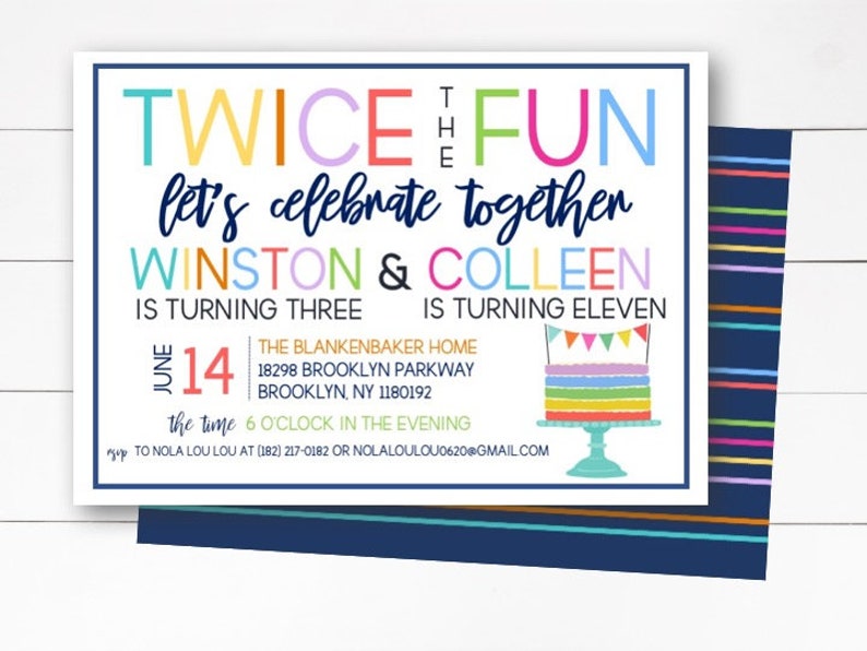 Joint Birthday Party Invitation Double Birthday Invitation Etsy
