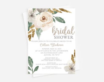 Invitación floral para despedida de soltera: champán en tonos joya (descarga instantánea)