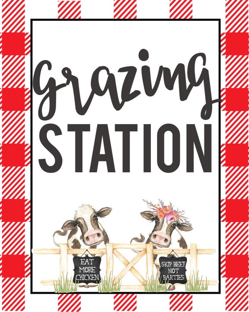 DOWNLOADABLE Grazing Station Table Sign Cow Birthday Party Etsy