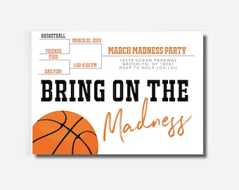 March Madness Basketball Party Invitation: Sports Bracket Printable  (Digital or Professionally Printed)