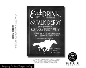 Kentucky Derby, Horse Racing Invite, Kentucky Derby Invitation, Derby Party Invitation, Jockey Invitation, Triple Crown Race, Talk Derby