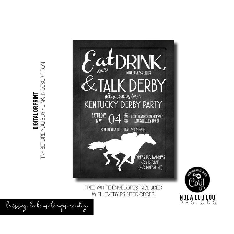 Kentucky Derby Horse Racing Invite Kentucky Derby Invitation Derby Party Invitation Jockey Invitation Triple Crown Race Talk