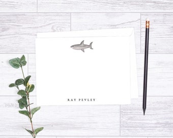 Shark Personalized Stationery Note Cards, Kids Personalized Stationary, Boys or Girls Custom Stationery Set, Monogram Stationery