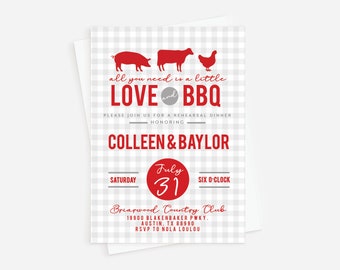 BBQ Wedding Shower Invitation: Rehearsal Dinner, Vowel Renewal (Digital or Printed)
