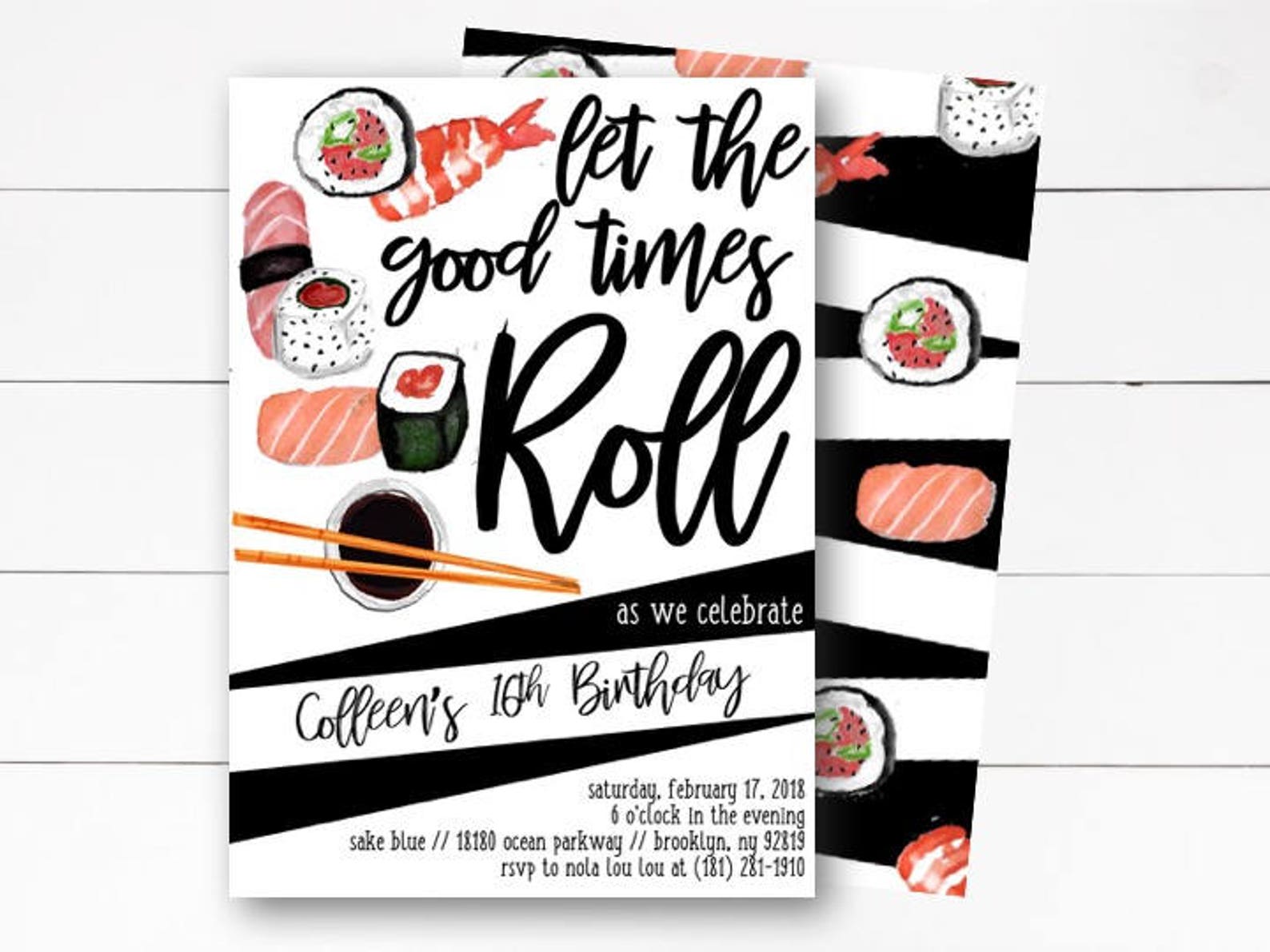 Sushi Invitations Sushi Invitation Sushi Birthday Party Etsy