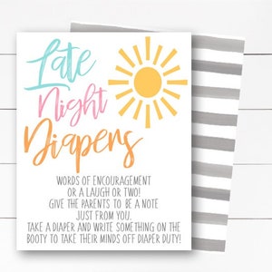 DOWNLOADABLE You Are My Sunshine Late Night Diapers Card, Late Night Diapers,  Baby Shower Decorations, Baby Shower, You Are My Sunshine