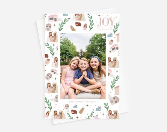 Nativity Photo Christmas Card: Elegant Religious Holiday (Instant Download)