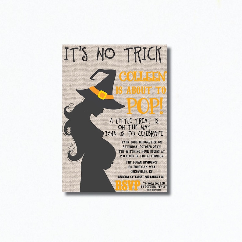 Witch Baby Shower Invitation: Halloween Theme, Gender Neutral (Corjl Template) image 3