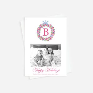 Carte de vœux classique Corjl, carte de Noël avec photo de famille, carte de vœux BCBG, carte de vœux héritage, téléchargement immédiat, carte de vœux monogramme