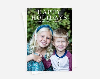 Traditional Family Holiday Card, Family Photo Christmas Card, Classic Holiday Card, Fun Family Christmas Card, Printed Envelope, Minimialist