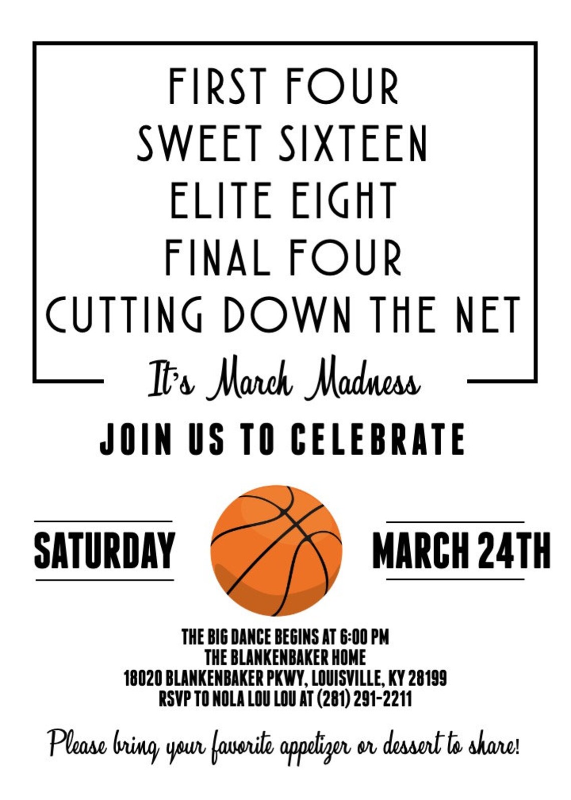 March Madness Invitation Basketball Theme Party March Etsy