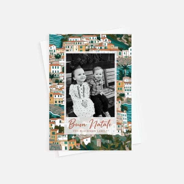 Italian Holiday Photo Card , Family Photo Christmas Card, Italy Theme Holiday Photo Card, Christmas Vacation Photo Card, Buon Natale Card