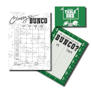 Football Bunco, September Bunco, October Bunco Game, Fall Bunco Score Sheets,  Printed Bunco Cards, Score Cards, Tally Sheets, Table Numbers
