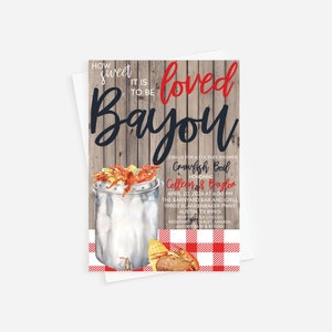 Crawfish Boil, Bayou, Rehearsal Dinner Invitation, Low Country Boil Engagement Party, Couples Shower Invitation, Picnic Invitation