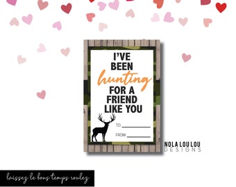 Sofortiger Download druckbare Valentinstagskarten, bearbeitbare Klassenzimmer-Valentinstagkarten, Camp-Valentinstagkarten, Jungen-Valentinstagkarten, Jagd